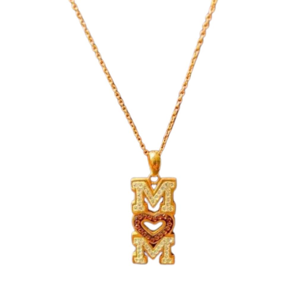 14K Rose Gold Plate Necklace MOM Heart Pendant White Purple Crystals 18"